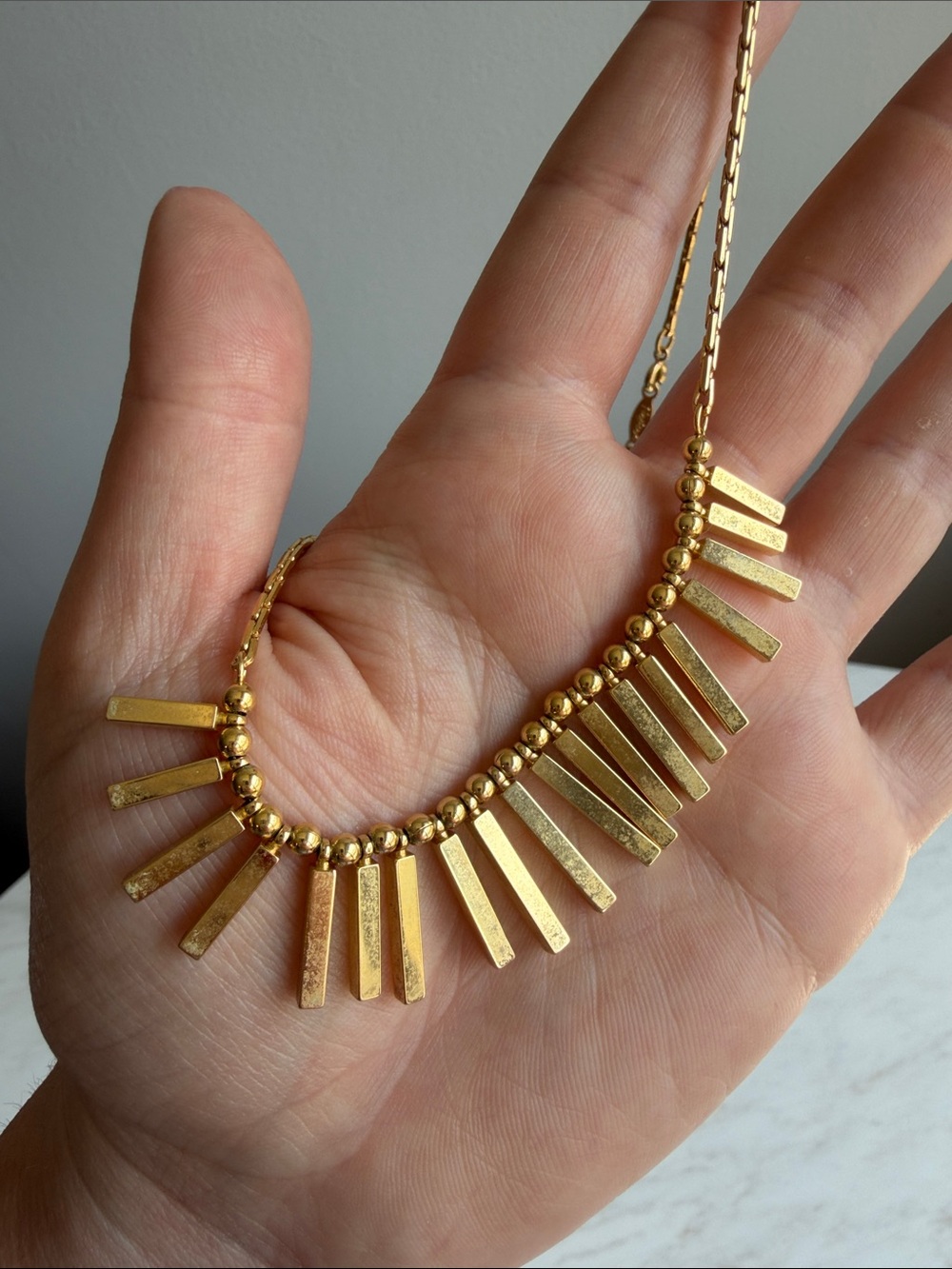 Vintage Napier Gold Bar Fringe Necklace — Elegant , Unique - Picture 6 of 6